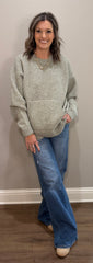 Soft Rounded Neckline Kangaroo Pocket Sweater - 2 COLORS
