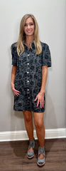 Charcoal Floral Denim Dress