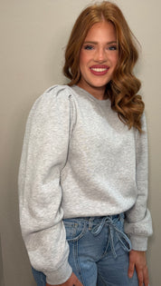 Heather Grey Ruffle Puff Sleeve Sweatshirt