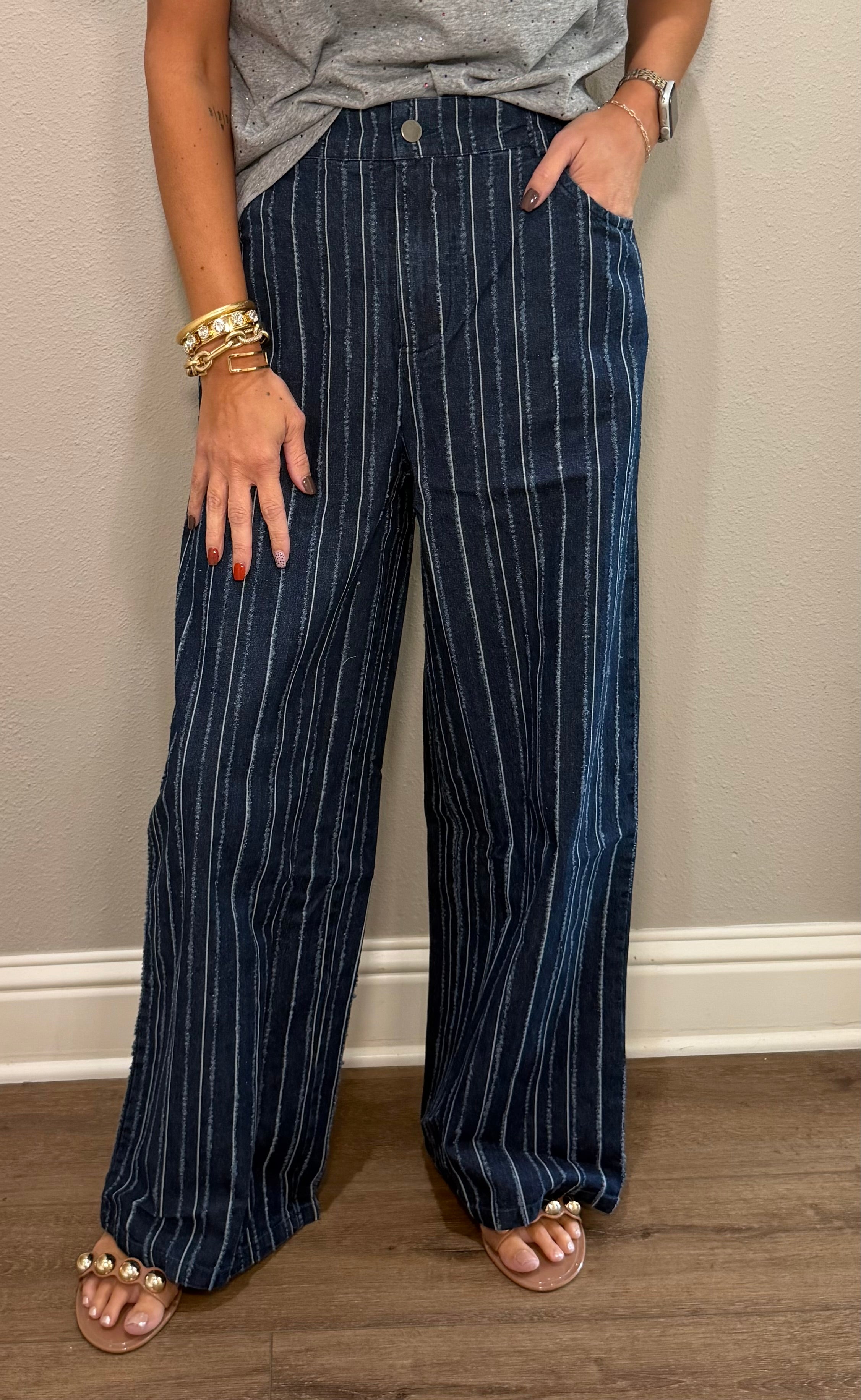 Dark Denim Stripe Pant