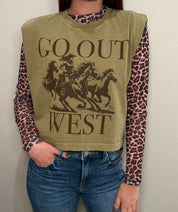 Olive Go Out West Tank Top