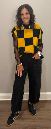 Checkered Knit Sleeveless Top - 3 COLOR WAYS