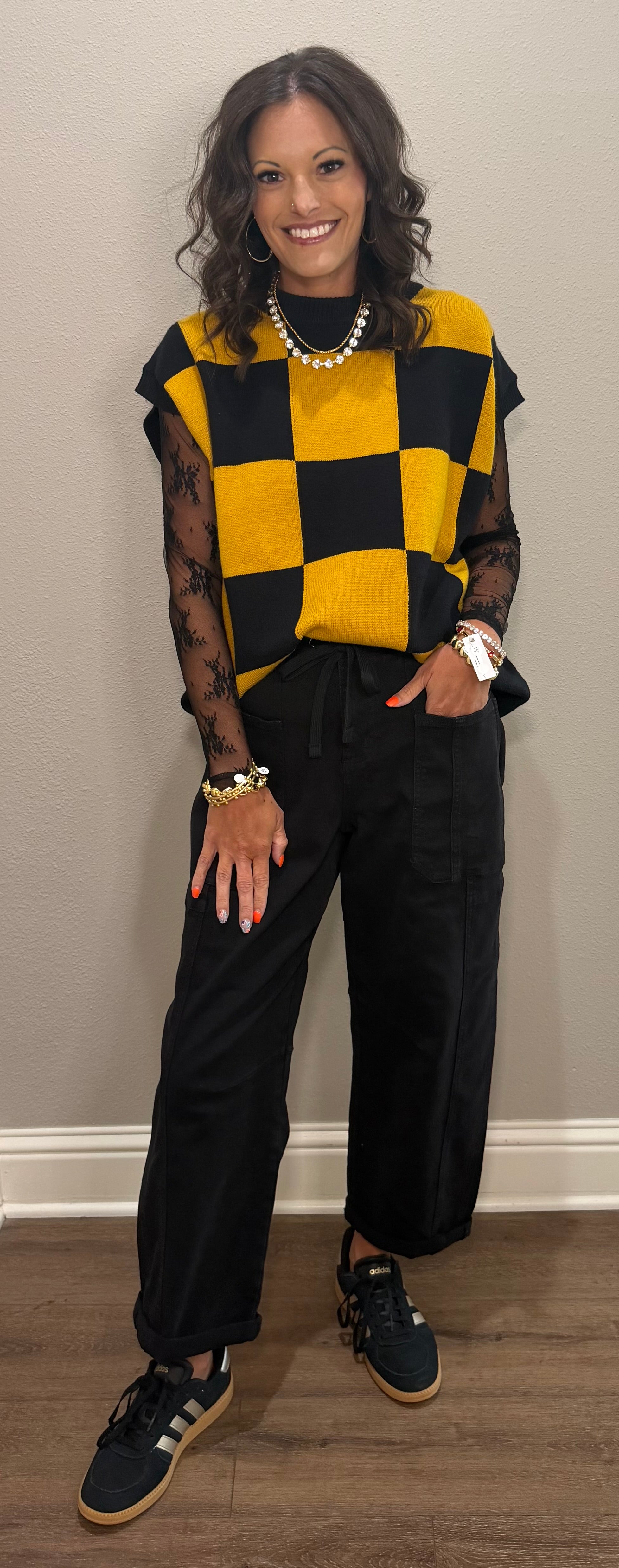 Checkered Knit Sleeveless Top - 3 COLOR WAYS