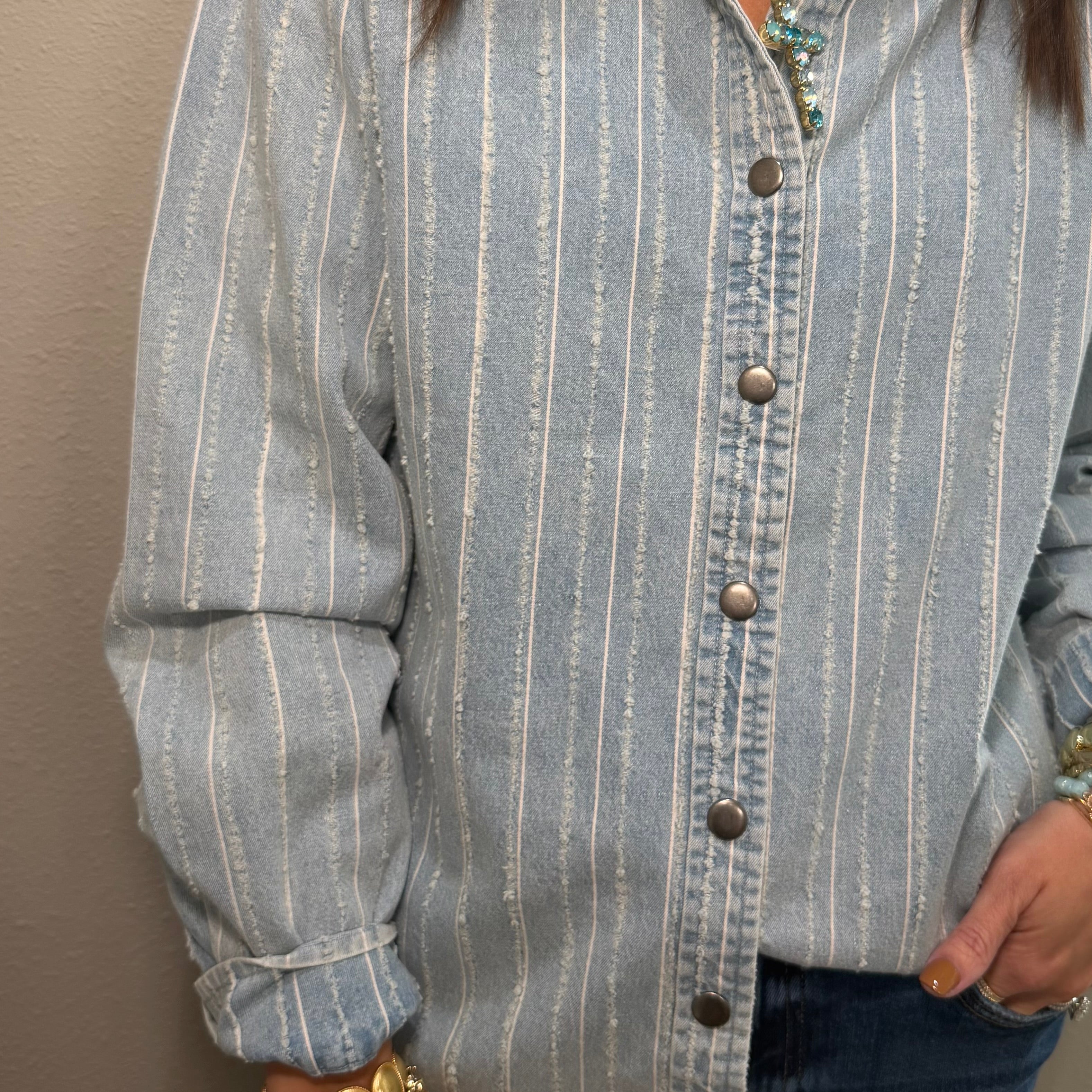 Light Denim Stripe Shacket