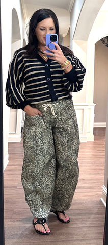 Black/Gold Striped Vintage Button Down Cardigan