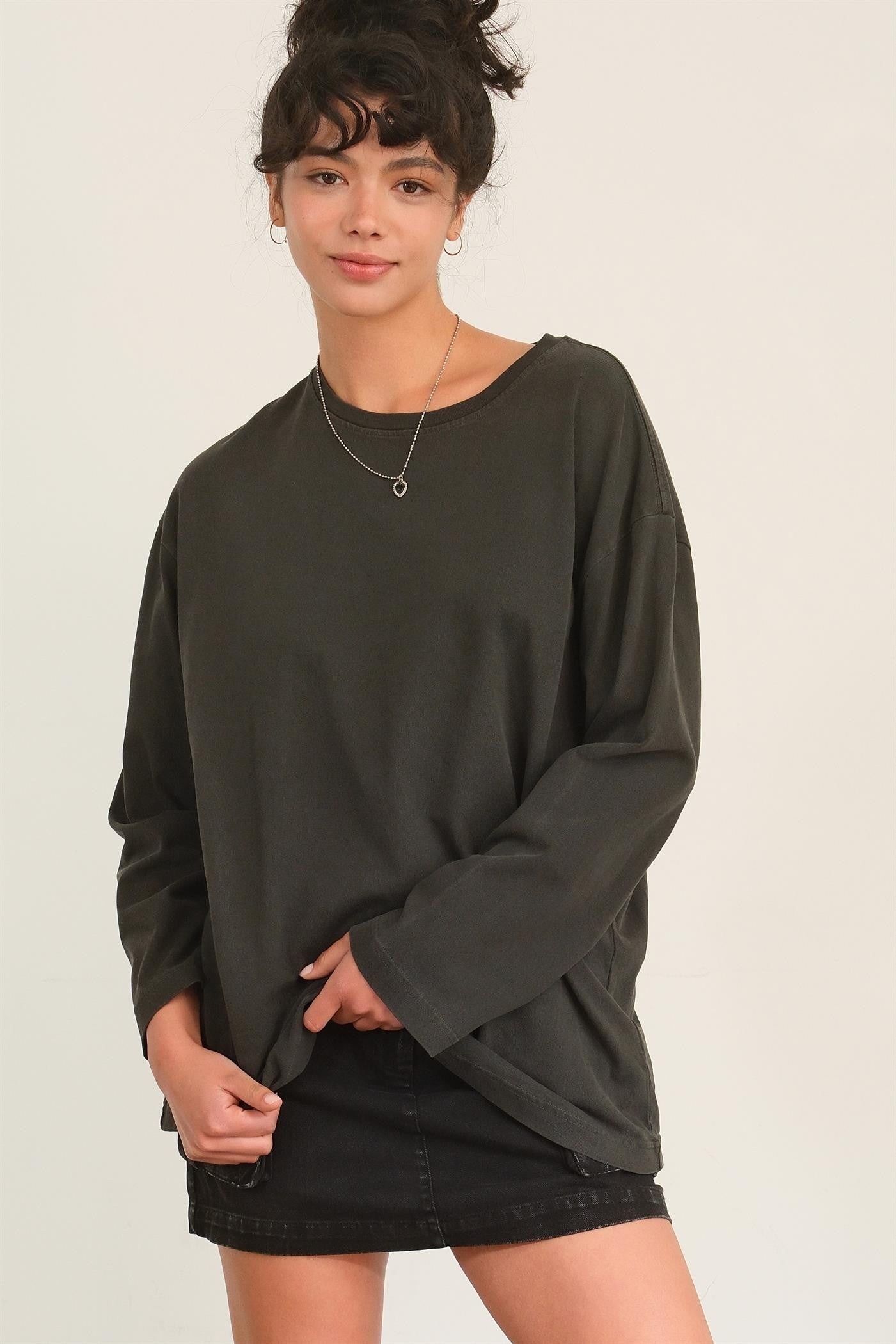 Oversized Black Long Sleeve Top