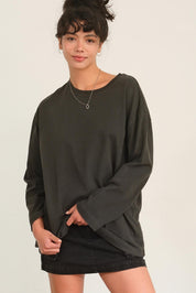 Oversized Black Long Sleeve Top