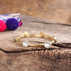 Jeweled Gold Bracelet - with Faceted Stones - 4 COLOR WAYS