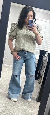 Risen Mid-Rise Wide Leg Cuffed Jeans