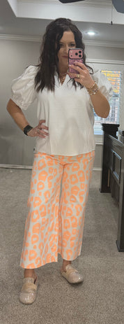 Neon Orange Leopard Cropped Pant