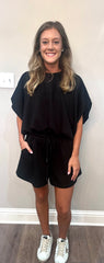 Black Bubble Top Jersey Set