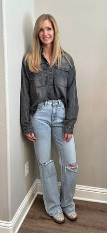 Distressed 90's Flare Vervet Jeans