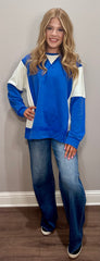 Blue Color Block Long Sleeve