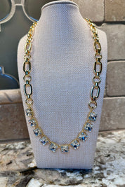 Gold Chain Necklace w/ Crystal Stones - 3 Styles