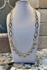 Gold Chain Necklace w/ Crystal Stones - 3 Styles