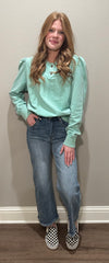Misty Mint Long Sleeve w/ Puff Shoulder