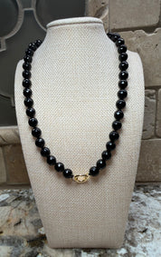 Round Gem Beaded Necklaces - 4 COLORS