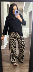 Leopard Printed Mock Neck Pants Set