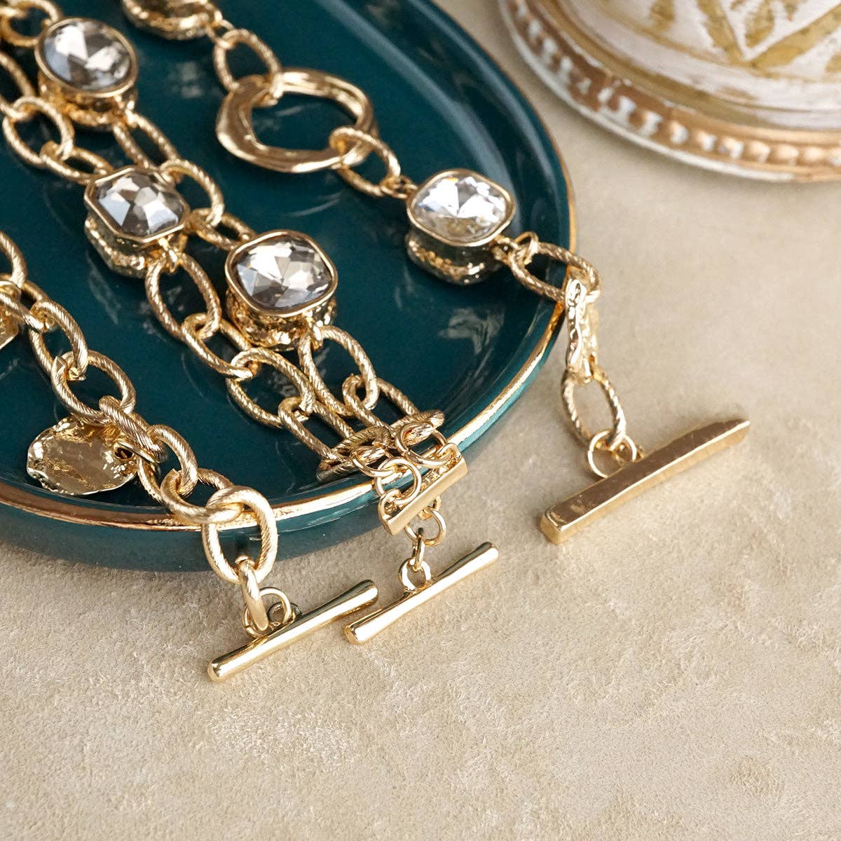 Statement Chain Bracelets with Crystals