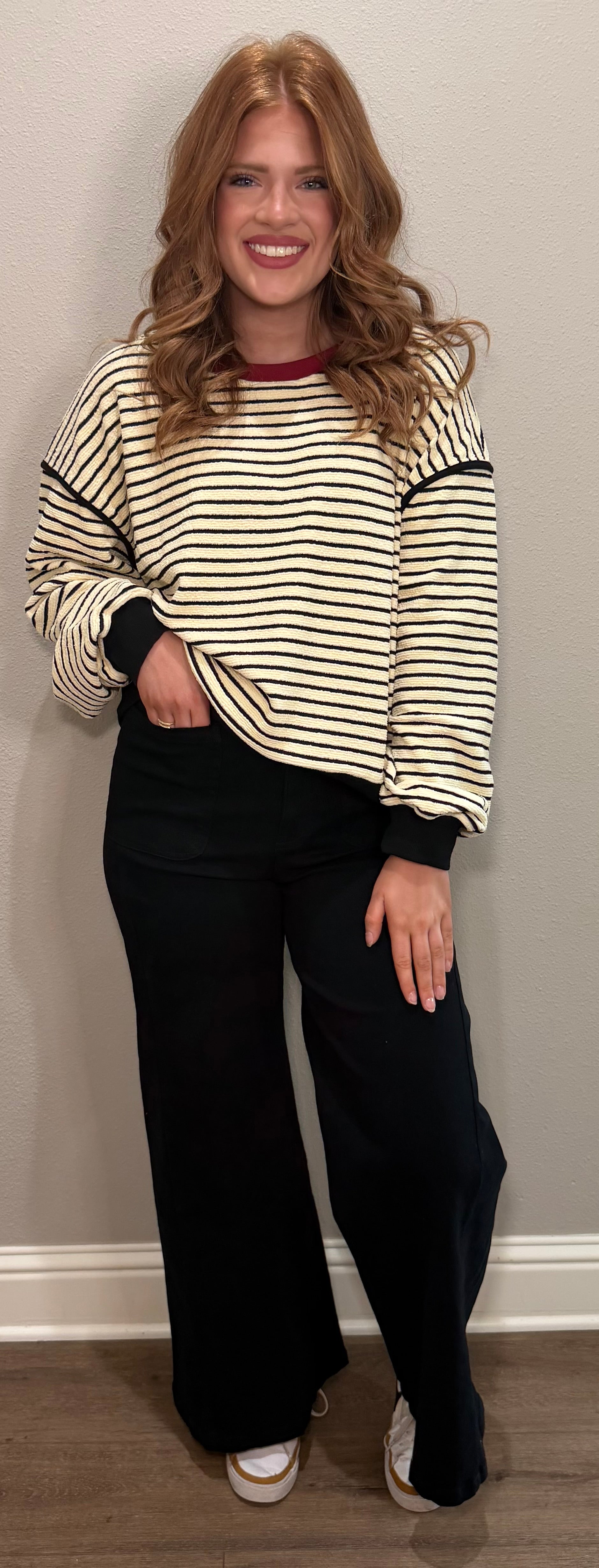 Black Knit Wide Leg Pants