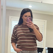 Brown Stripe Knit Top