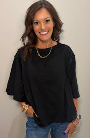 Basic Raw Edge Oversized Tee - 2 COLORS