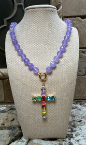 Round Gem Beaded Necklaces - 4 COLORS