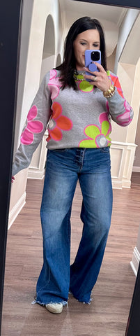 THML Floral Knit Sweater