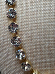 Gold Rhinestone Linked Necklace - Same Size Stones