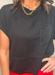 Flared Hem Waffle Knit Casual Top - 2 COLORS!