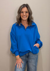 1/4 Zip Scuba Pullover w/ Pockets - 5 COLORS