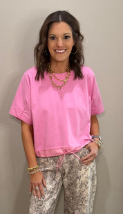 Pink Cotton Tie Bottom Top