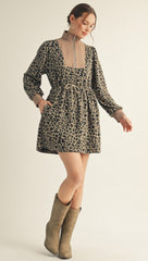Leopard Drawstring Waist Dress