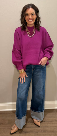 Oversized Side Slit Sweater - 2 COLORS