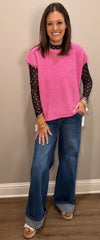 Polka Dot Mesh Long Sleeve Top