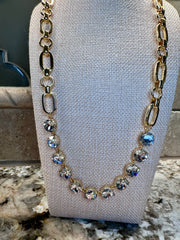 Gold Chain Necklace w/ Crystal Stones - 3 Styles