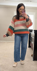 Striped Color Block Chunky Knit Sweater