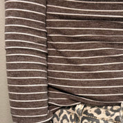 Brown Striped Mock Neck Long Sleeve Top