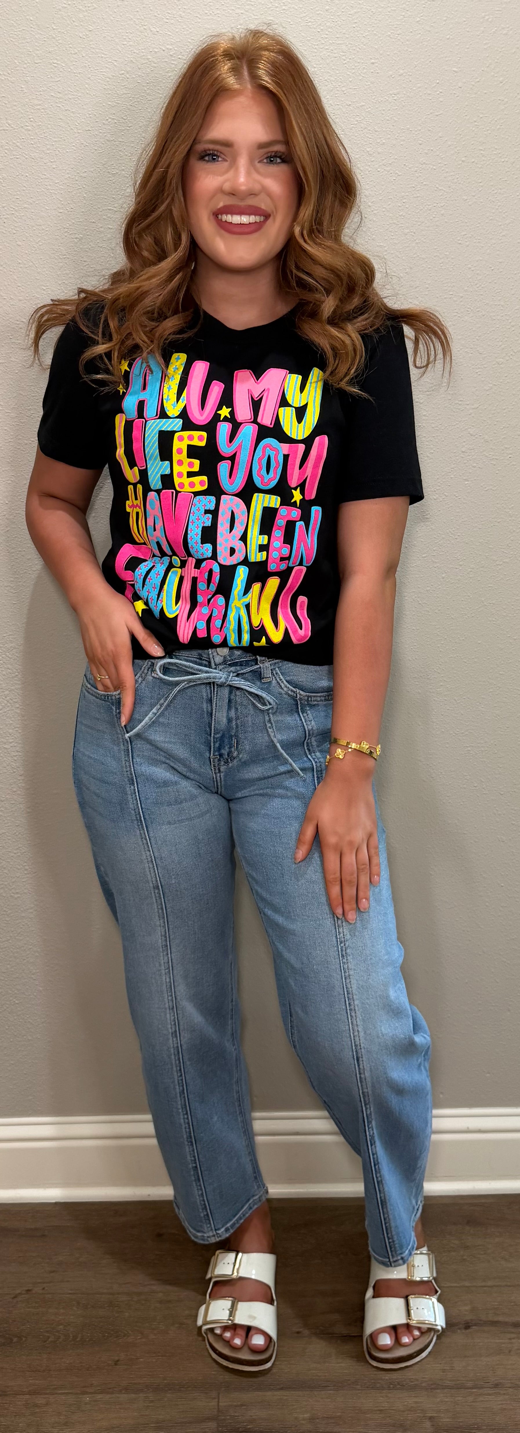 High Rise Tie Waist Cropped Wide Leg Barrel Jean