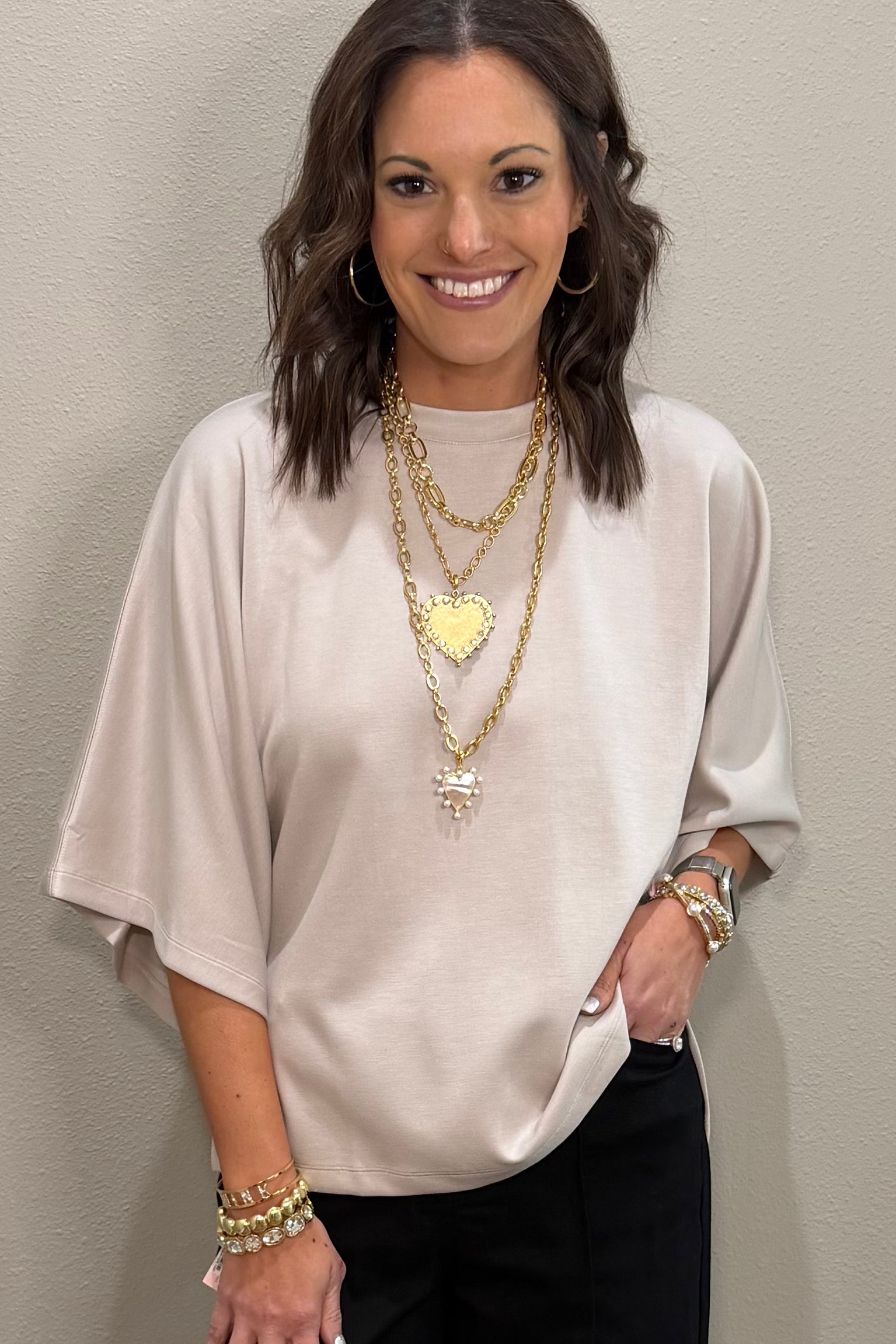 4 Sleeve Scuba Top - 2 COLORS