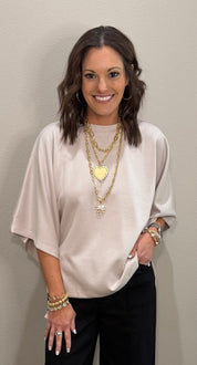 3/4 Sleeve Scuba Top - 2 COLORS