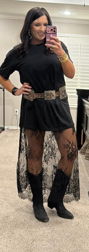 Black Lace T-Shirt Dress