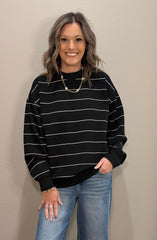 Black/Cream Striped Modal Long Sleeve