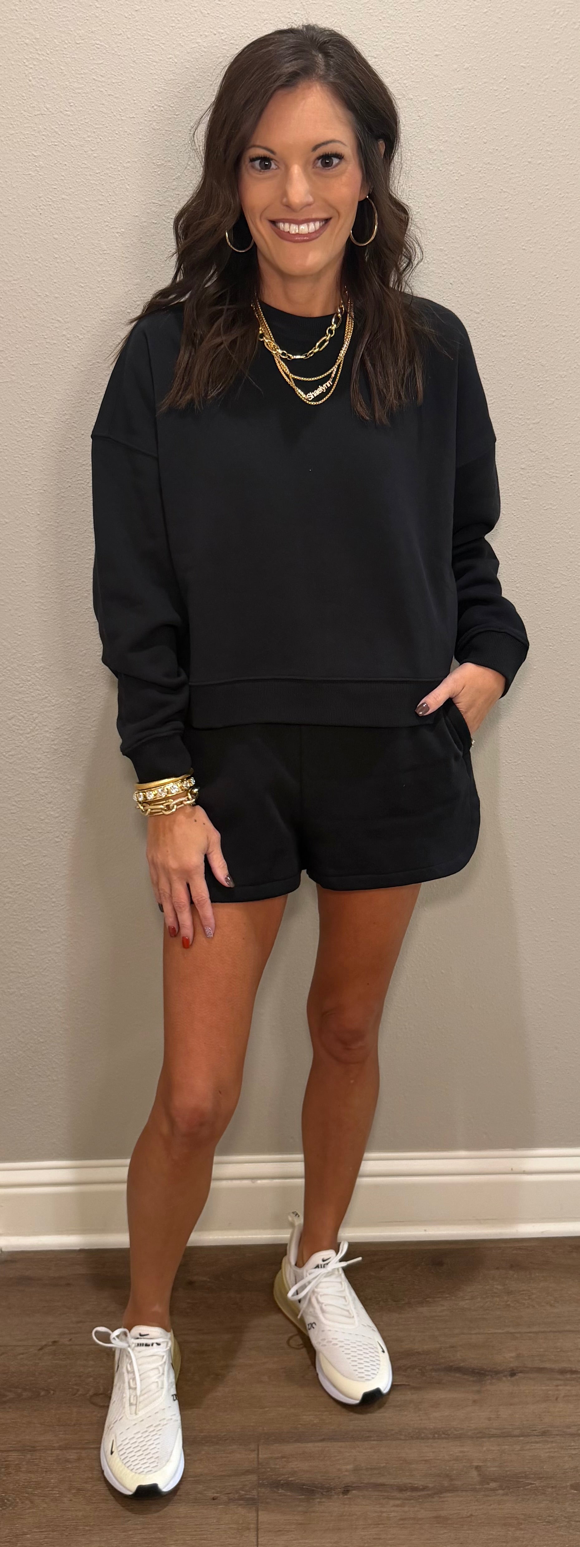 Fleece Long Sleeve Sweatshirt/Short Set