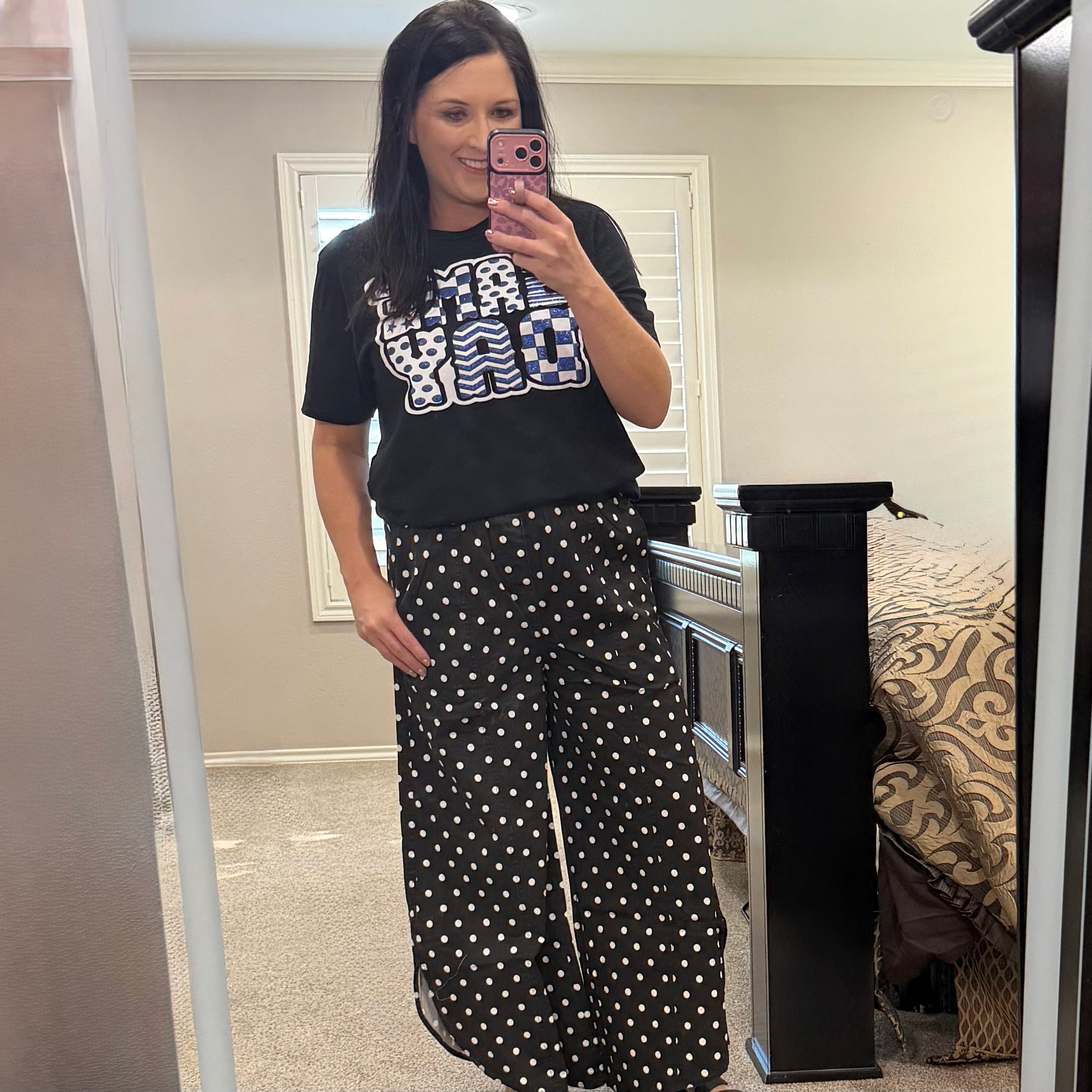 Black Polka Dot Scoop Bottom Pant