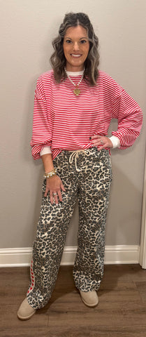 Oversized Striped Long Sleeve Pullover Top