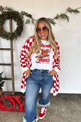 Christmas Cloud Cardigan - Red/White Checkered