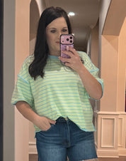 Mint/Blue Striped Knit Tee