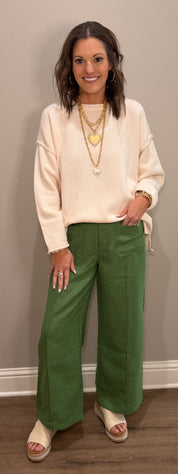 Solid Sweater w/ Rolled Hem Details - 2 COLORS