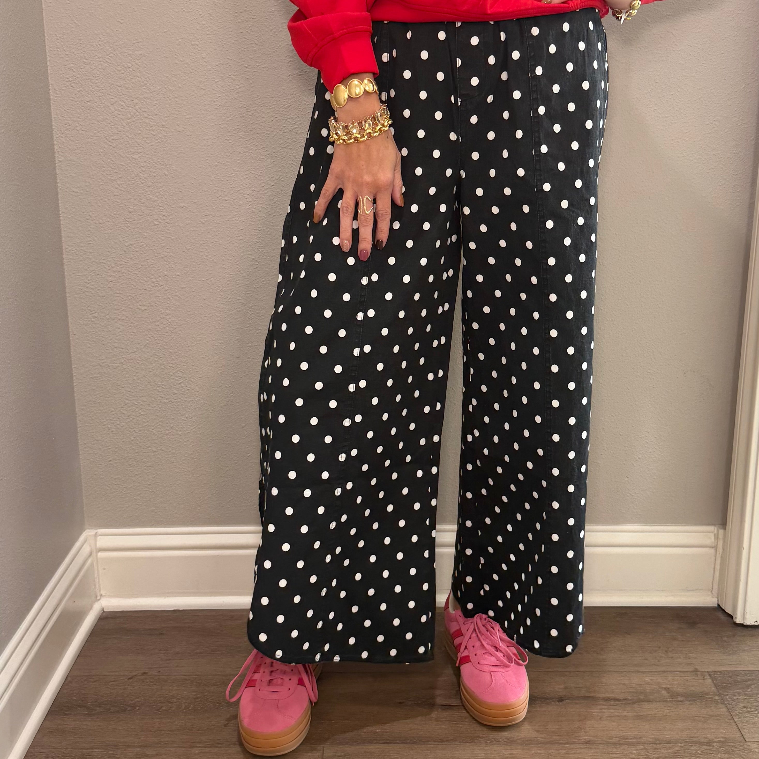Black Polka Dot Scoop Bottom Pant